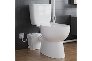 FLODREAM 500W Macerating Toilet with Pump for Basement Upflush System, Two-Piece Toilet Compact Bowl, Sewerage Pump with 4 Inlets for Toilet Kitchen Basin Shower Waste Water Disposal, 23 ft. Vertical