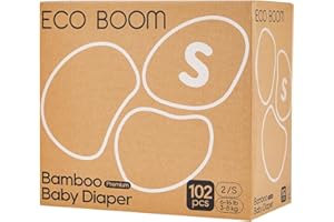 ECO BOOM Diapers, Viscose from Bamboo Diapers, Natural Soft Disposable Nappies for Infant, Size 2 Suitable for 6 to 16lb (Small - 102 Count)