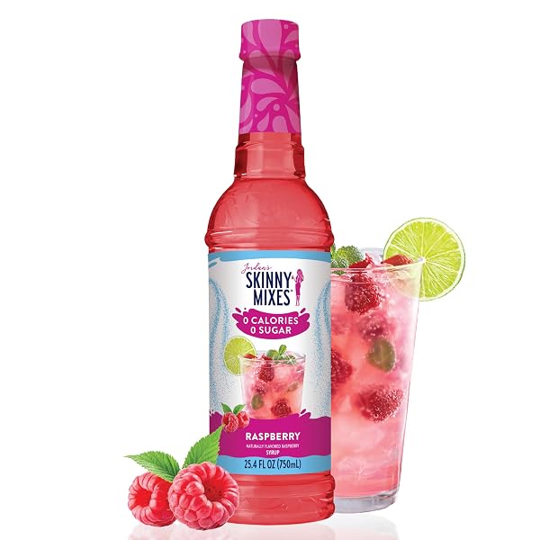 JORDAN’S SKINNY MIXES SUGAR FREE SYRUP, RASPBERRY FLAVOR, FRUIT FLAVORED WATER ENHANCER, DRINK MIX FOR ICE TEA, LEMONADE & MORE, ZERO CALORIE FLAVORING, KETO FRIENDLY, 25.4 FL OZ, 1 PACK