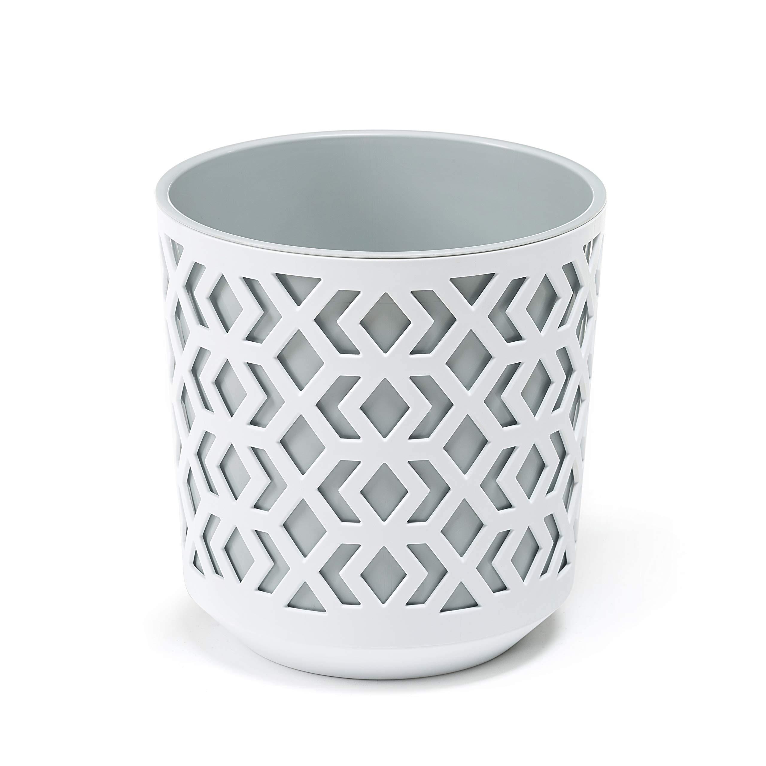 Lamela Flower pot for herbs | Ø 19.5 cm H 20 cm | for garden and balcony | 2 pieces | decorative storage box | pieces to match your taste, white + light grey, Ø 195 mm