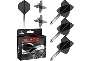 Mission Darts Force 90 | Integrated Precision Moulded Dart Flight and Shaft System, Pack of 3 Professional Highly Durable Combined Dart Flights and Stems | Standard No.2 (Black Gradient, Tweenie)
