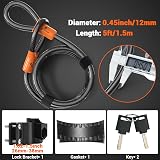 Sportneer 17mm Heavy-Duty U Lock with 5ft Steel Cable & Bracket view 4