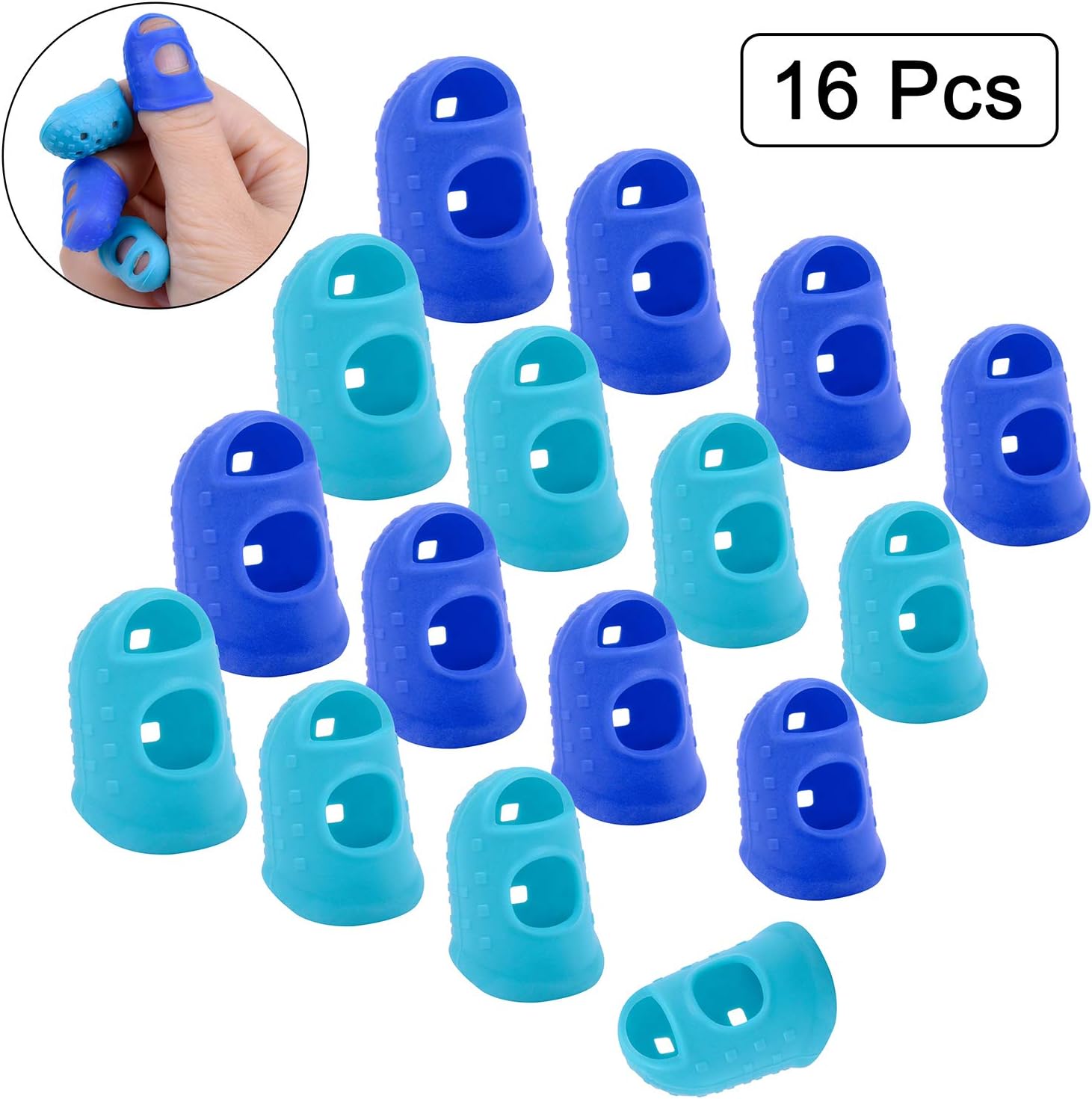 Wisdompro 16 Pcs Finger Tips, 4 Sizes AntiSlip and Reusable Silicone