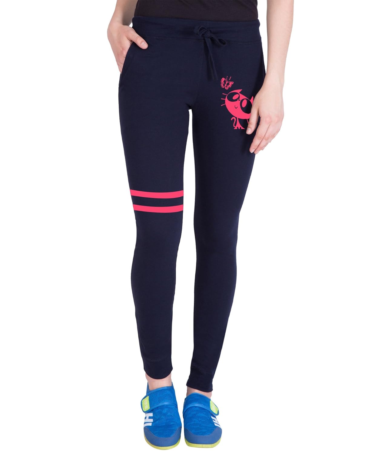 american-elm women's darkblue slim fit cotton jogger