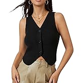 Usweetie Women Vest Tops Sleeveless V Neck Button Knit Sweater Vest