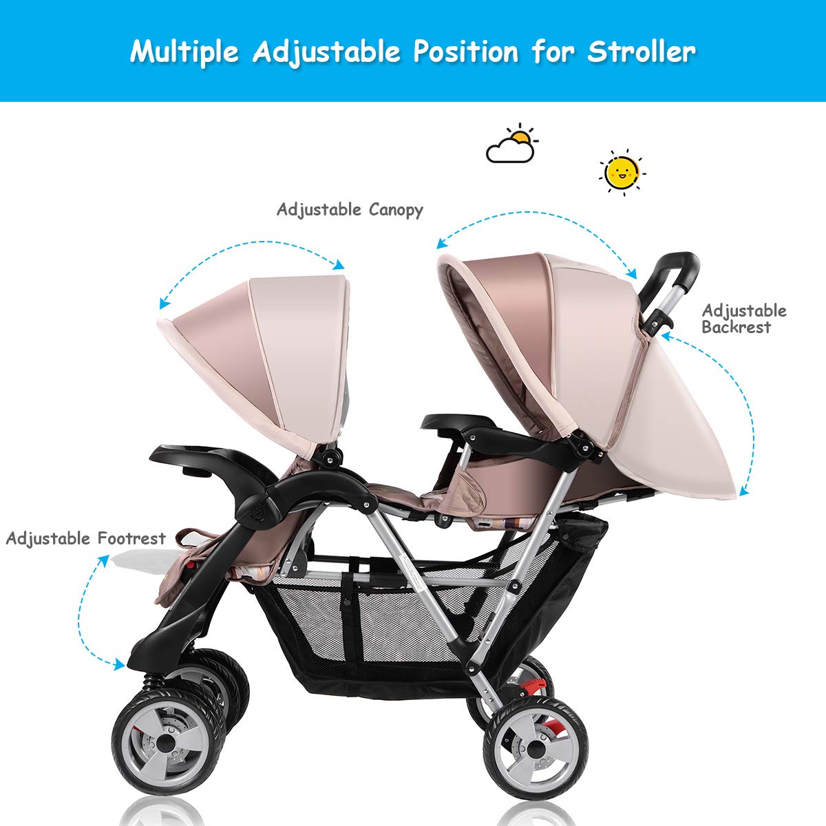 honey joy double stroller