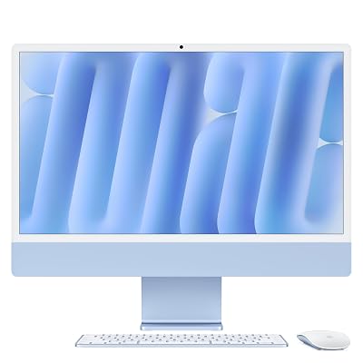 Apple 2024 iMac All-in-One Desktop Computer with M4 chip with 8-core CPU and 8-core GPU: Built for Apple Intelligence, 24-inch Retina Display, 16GB Unified Memory, 256GB SSD Storage; Blue