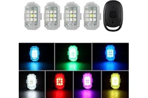 LECART 4 Pcs Rechargeable Led Anti-Collision Lights Wireless Remote Control 7 Colors Led Strobe Lights for Car Motorcycle Bike Scooter Drone Emergency Warning Flashing Light