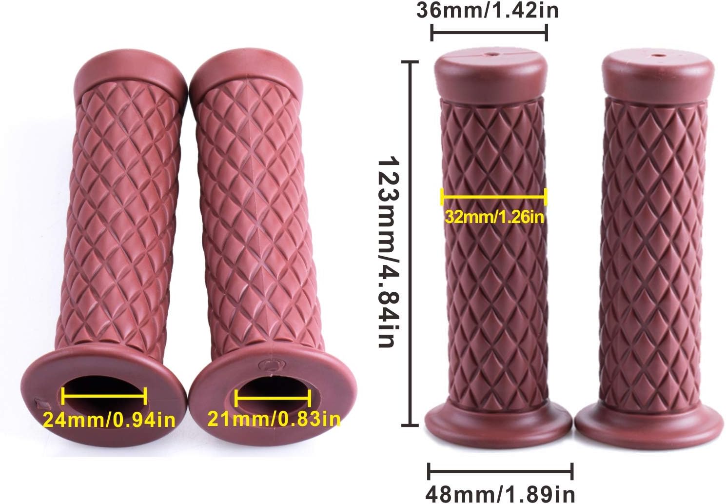 MRELC Motorcycle anti-slip rubber strip handle 7/8" 22mm 24mm motorcycle comfort Hand Handlebar Grip Thruster Grip for Harley Honda Triumph Yamaha Kawasaki CG125 CB400 (End Thruster Grip) red: Automotive