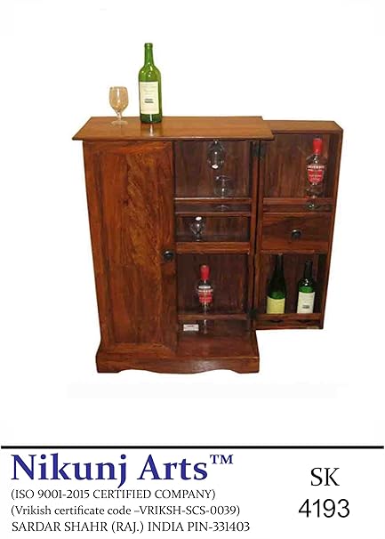 Nikunj Sheesham Wooden Bar Cabinet - Brown