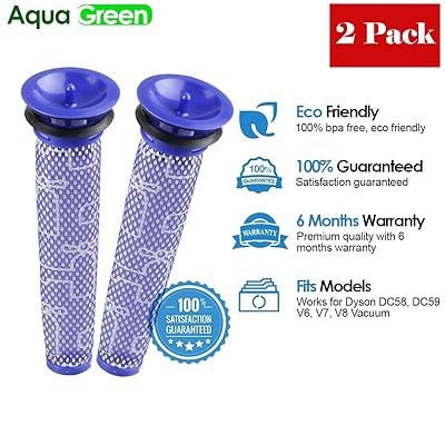 Replacement Filter For Dyson V8, V6, V7, DC58, DC59 Animal Compatible Washable Pre Filter Replaces Part # 965661-01 - 2 Filters