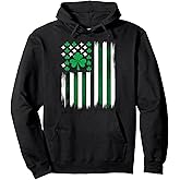 Irish American Flag, Shamrock Flag, St Patrick Day Flag Pullover Hoodie