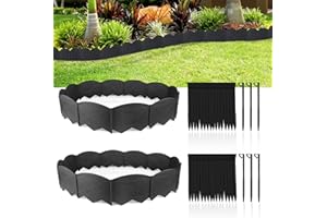Vashly Upgraded 40Pcs Garden Edging Border Edging for Landscaping,Plastic Landscape Edging,40.6Ft No dig Landscape Edging Border with 40Pcs Anchoring Stakes Kit for Landscaping,Gardens,and lawns