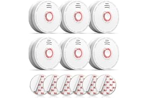 Jemay Smoke Detectors, Photoelectric Smoke Alarm Battery Operated, 10-Year Smoke Detector with Test Button and Low Battery Alert, Fire Alarm for Home and Bedroom, GS528A-C, 6 Packs