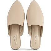 MUSSHOE Pointed Toe Mules for Women: Comfortable Slip On Flats with Soft Memory Foam - Non-Slip Lightweight Backless Loafers for Office Work & Business Casual