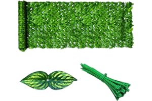 1x6m (39.3"X236.2") Artificial Ivy Hedges Patio Privacy Screen Green Leaf Trellis Faux Hedge Fence Plant Wall Fake Grass for 
