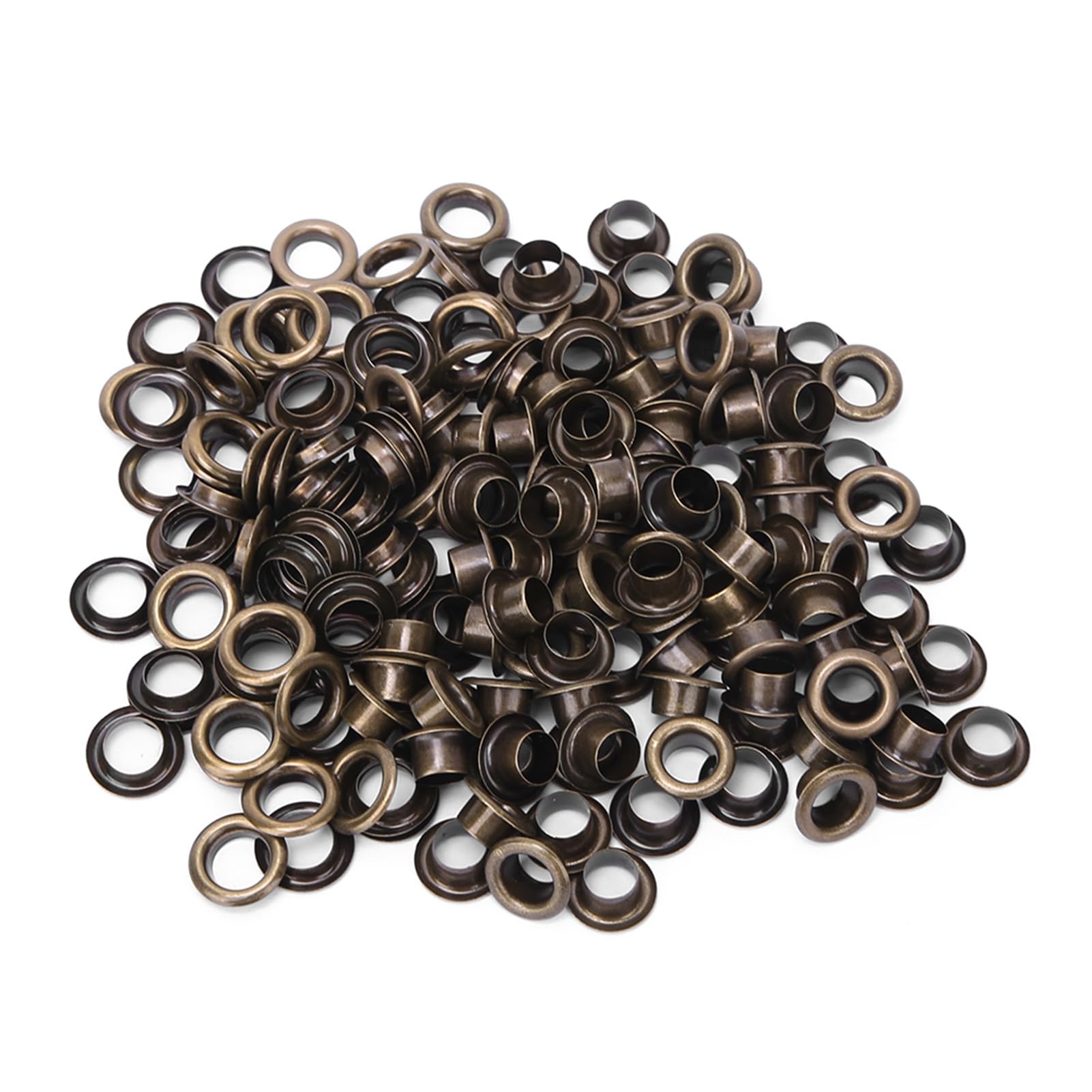 100Pcs 6mm Brass Double Sided Eyelet Silver Grommets Eyelets Hollow Rivet,Grommets Eyelets Kit,for Clothing Bag Belt Shoe and Belt Craft Making(Bronze)