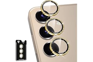 Avocase for Samsung Galaxy S24 Plus Camera Lens Protector, Individual Metal Ring Tempered Glass Lens Cover, [Strong Adsorption] Scratch Resistant Ultra-Thin HD Clear Lens Cover, 1 Set-Gold Sparkly
