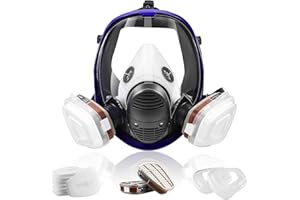 SupMusk Full Face Respirator Mask with Filters, Anti-Fog Lens Anti-Gas Anti-Dust Gas Mask Against Vapours & Particles, Paint