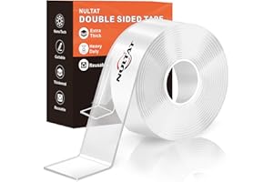 NULTAT Strong Double Sided Tape Heavy Duty Double Sided Tape for Walls, 1.18" x 120" Clear & Tough Nano Tape Double Sided Mounting Tape, Removable Wall Tape for Hanging Picture, Poster, Carpet (10FT)