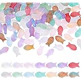 CRAFTYMELODY 140Pcs 14 Colors Fish Beads Transparent Spray Painted Glass Beads Colorful Fish Shaped Spacer Bead 15x8mm Double Sided Small Loose Bead for Bracelets Necklace Jewelry Making Beading Kit