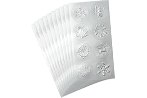 Hallmark Silver Foil Holiday Sticker Seals for Envelopes (80 Seals) Snowflakes, Trees, Reindeer