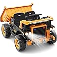XJD 12V Ride On Dump Truck for Kids, 2 Seater Electric Car with Remote Control, Kids' Electric Dump Bed Power Ride on Construction Vehicle with Music Ride On Toys (Yellow)