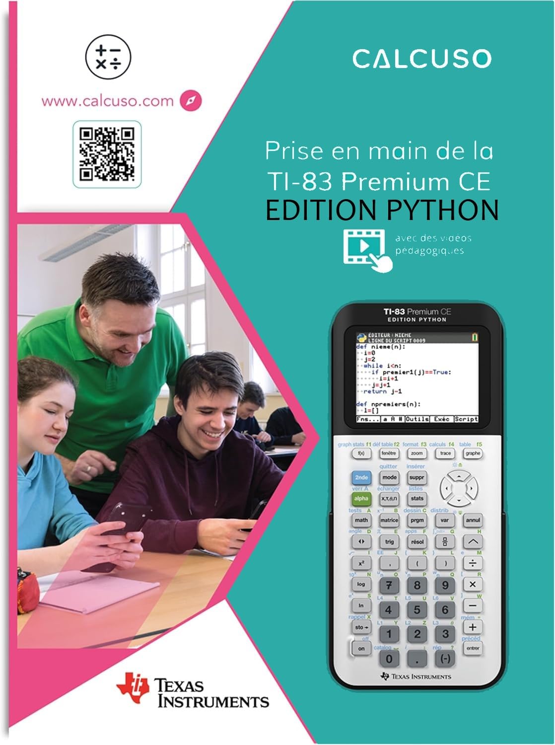 CALCUSO Guidebook compatible with calculator TI-83 Premium CE Edition Python - 85 pages in DIN A4 - Quick-start reference with practical examples and exercises