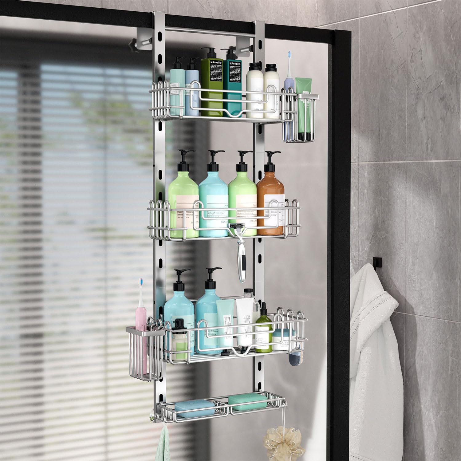 HapiRm Hanging Shower Caddy Organizer - Shower Shelf with 22 Hooks and ...