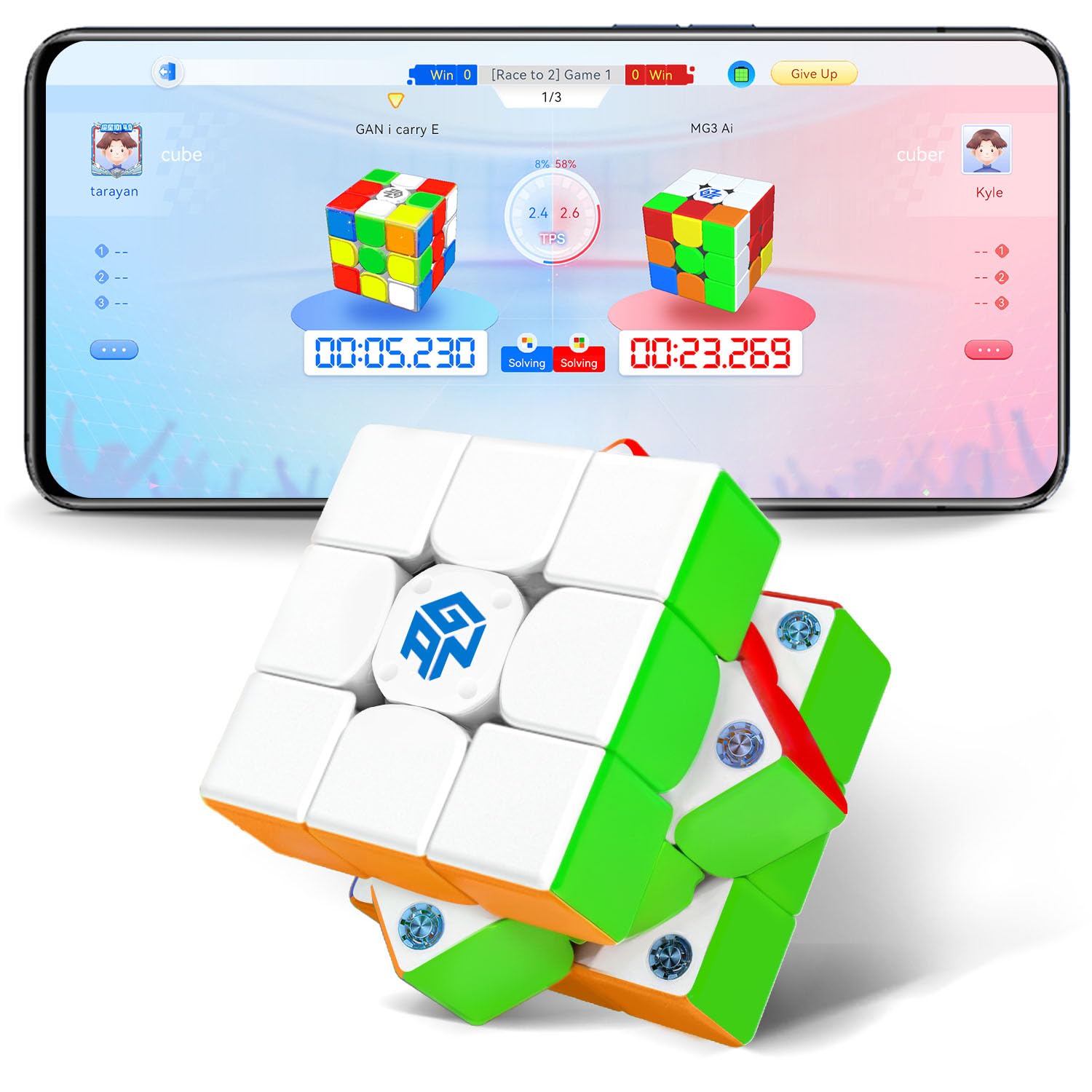 Photo 1 of GAN 356 i Carry E, Smart Speed Cube 3x3 Magnetic Connected Electronic Bluetooth Speedcube for Kids Adults Timer Tracking Movement Steps with App Online Competition, Battery Replaceable Frosted Version