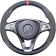 Hand-Stitched Steering Wheel Wrap for Mercedes Benz C W205/CLA C117/CLS C218/E W213/GLA X156/GLC X253 C253/GLE W166 /GLS X166/W447 2015-2019 Interior Steering Wheel Protection Skin Cover Accessories