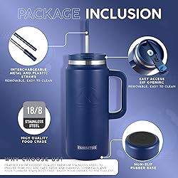 FAHRMOSIS 64 Oz Tumbler with Handle and Straw Half