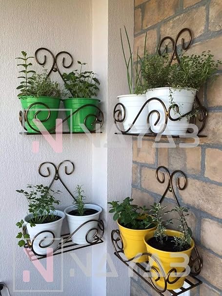 NAYAB Iron Plant Holder Stand, 27 x 14 x 27 cm, 4 Pieces