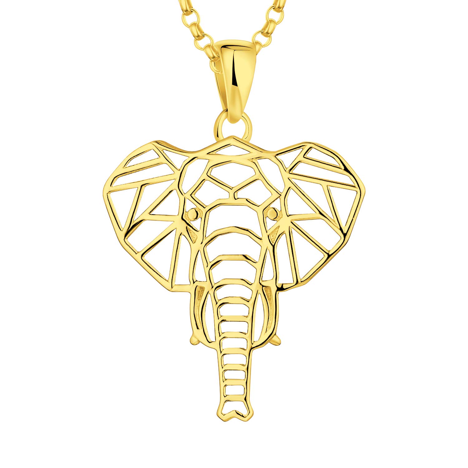 JO WISDOM Women Elephant Necklace,925 Sterling Silver Lucky Animal Amulet Pendant Necklace with Yellow Gold Plated