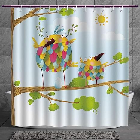 Stylish Shower Curtain 2 0 Quirky Decor Colorful Cute Bird