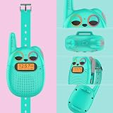 QNIGLO Rechargeable Kids Walkie Talkies with FM Radio 2 Miles Green view 5