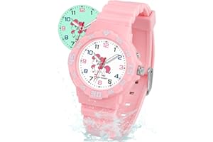 TENOCK Children's Learning Watch Unicorn Dinosaur with Night Light for Boys Girls 30 m Waterproof Wristwatches for Children f