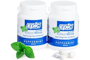 Epic 100% Xylitol Mints - Aspartame Free, Sugar Free - Peppermint Flavored Mints, 180 Pieces (Pack of 2)