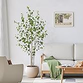 Keeplush Artificial Enkianthus Tree 6ft Tall Fake Plant with Lifelike Leaves and Trunk - Large Indoor Floor Plant in White Pot for Living Room, Bedroom, Office Decor