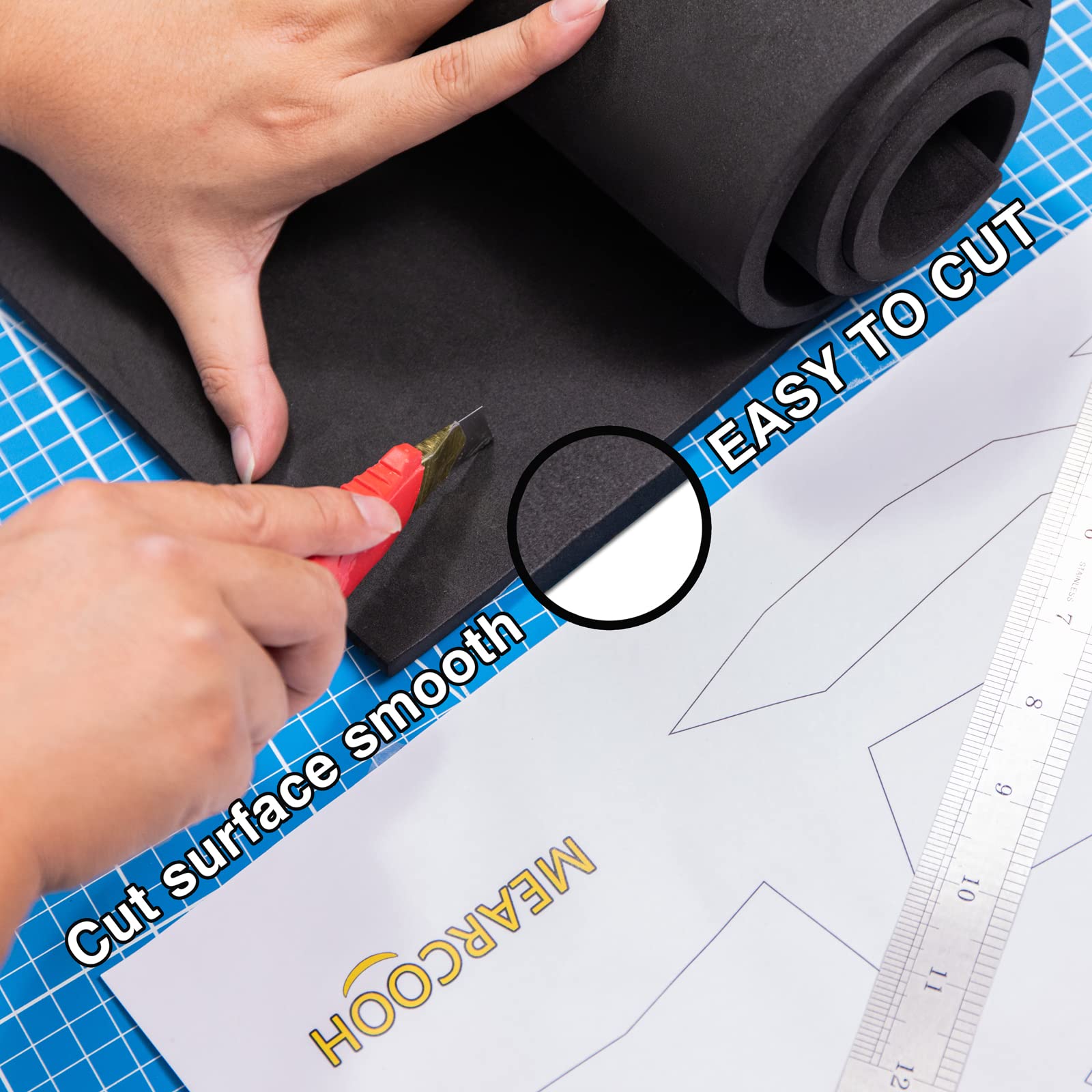 Black Foam Sheets Roll, Premium Cosplay EVA Foam Sheet，8mm Thick,13.9