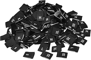 MECCANIXITY Clothing Sewing Size Label, XS/S/M/L/XL Embroidered Label Black for Clothes Garment, Pack of 250