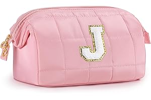 SEFORICO Initial Makeup Bag - Make Up Bags Travel Toiletry Bag Makeup Pouch Cosmetic Bag, Teen Girl Gifts Personalized Sister