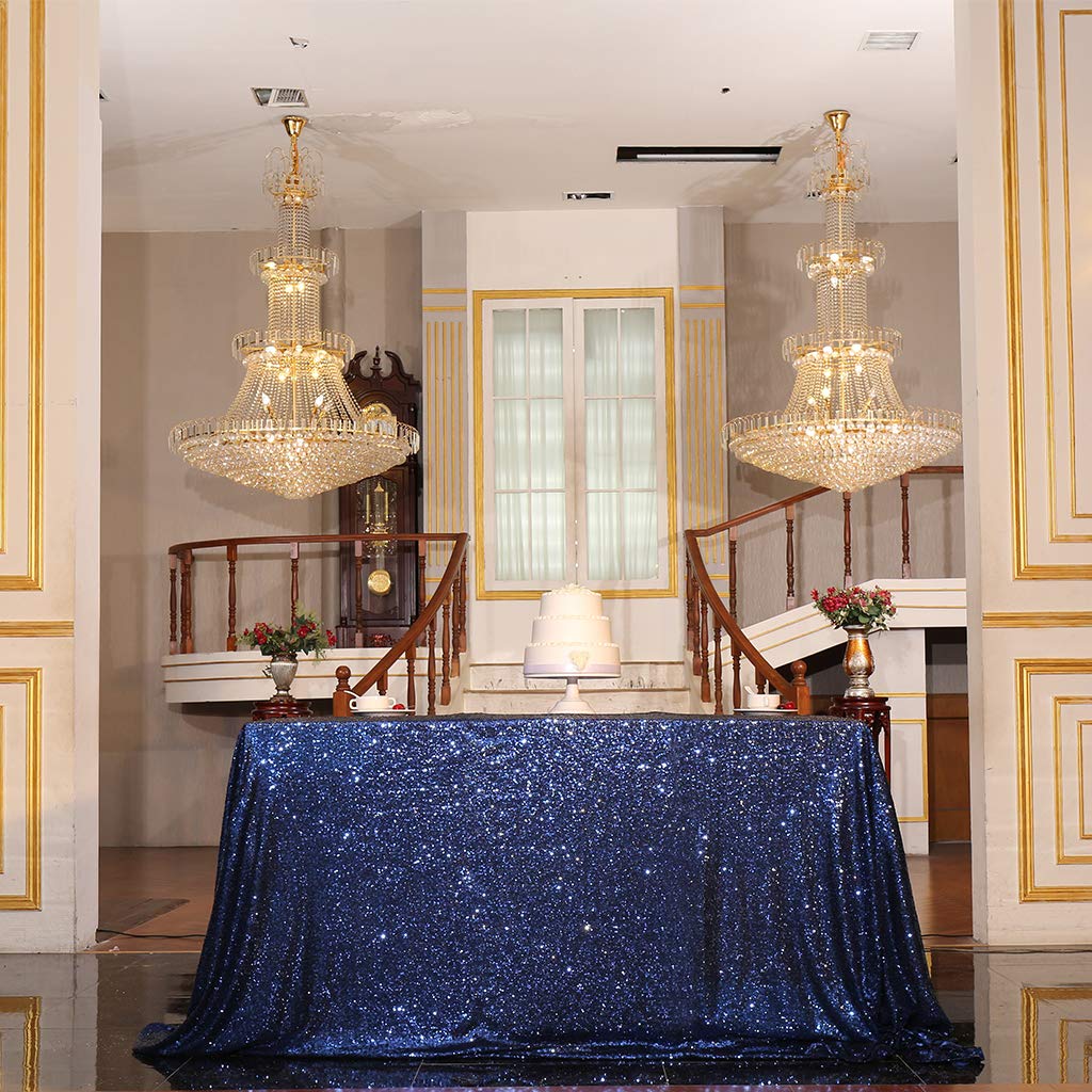 Eternal Beauty Sequin Tablecloths Rectangle Navy Blue 152 x 260 cm wedding Halloween Chrismas Party Banquet New Year’s Day