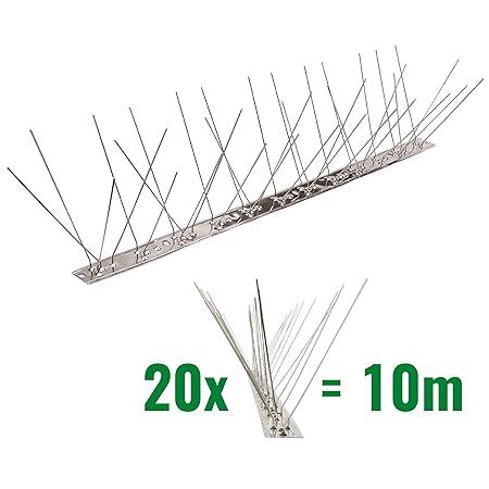 Pestsystems 10 Meter Taubenspikes 3-reihig auf V2A-Flexleiste - hochwertige Lösung für Vogelabwehr Taubenabwehr Edelstahl Spi