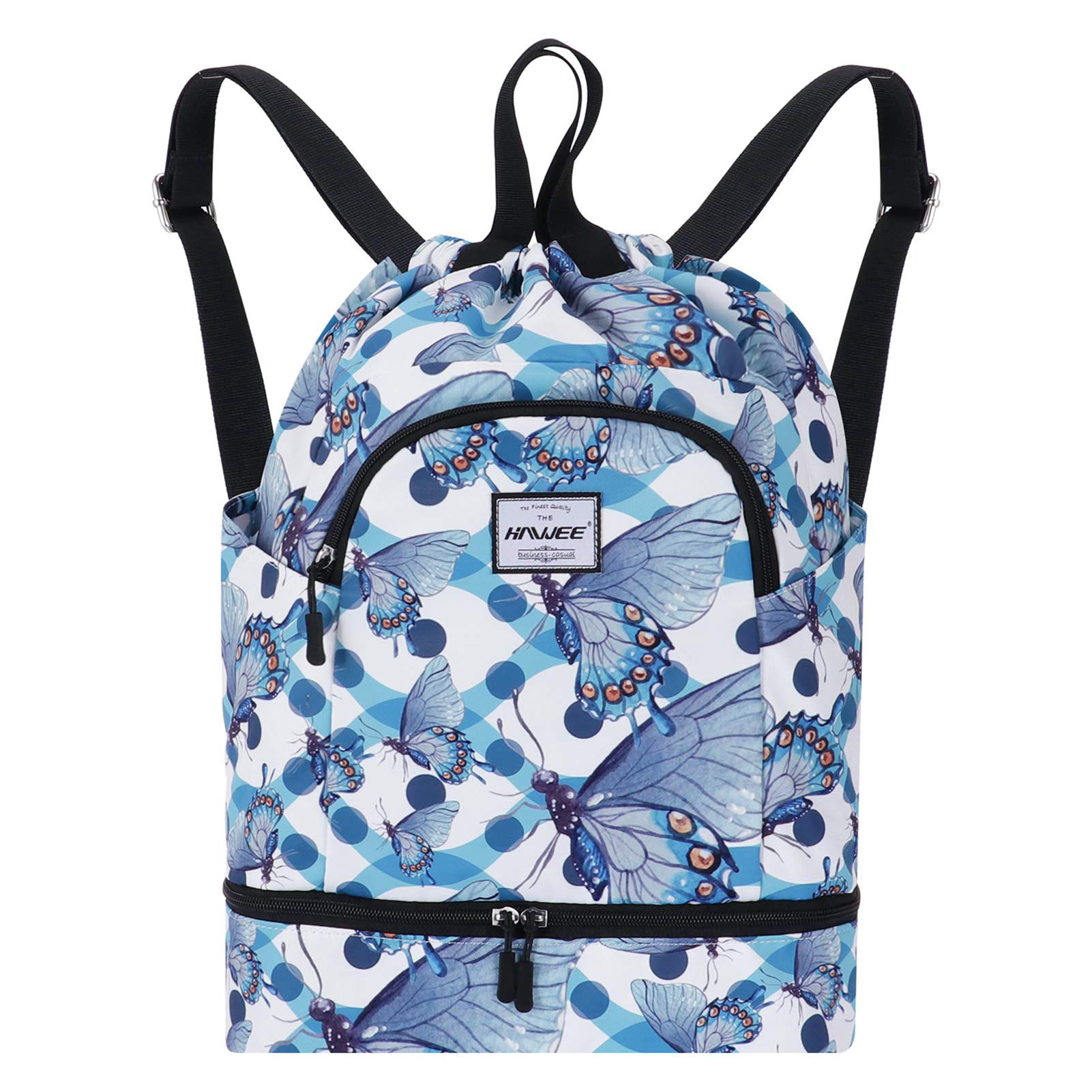 HAWEE Waterproof Drawstring Bags Backpack Large Gym Bag Drawstring Daypack Unisex for Women Men Daily Life School Outdoor Casual Sport Yoga Swim Beach