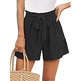 Heymoments Women's Wide Leg Shorts Lightweight High Waisted Adjustable Tie Knot Loose Fit Summer Cute Trousers