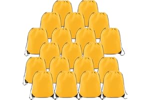 BeeGreen 20 Pieces Yellow Cinch Sack Bags Bulk Gymsack for Christmas Sports Polyester Drawstring Backpacks for Heat Vinyl and Tie Dye Pull sinch Sackpack for Women and Men