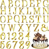 VASTRISE 74 PCS Custom Cake Topper Name Acrylic Letters DIY Personalized A-Z &amp; 0-9 Number Alphabet Cake Decoration For Wedding Anniversary Baby Shower Party Birthday Supplies (Gold)
