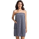 MiYODOS Womens Towel Wrap Bath Robe Lightweight Spa Body Wrap Shower Adjustable Snap Closure Bathrobe