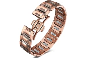 Jecanori 5X Pure Copper Magnetic Bracelet for Men - Upgraded Magnets & Butterfly Clasp, Adjustable Length with Sizing Tool